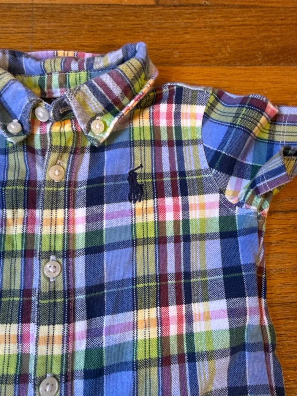 Ralph Lauren Multicolor Plaid Button-Down Kids Romper